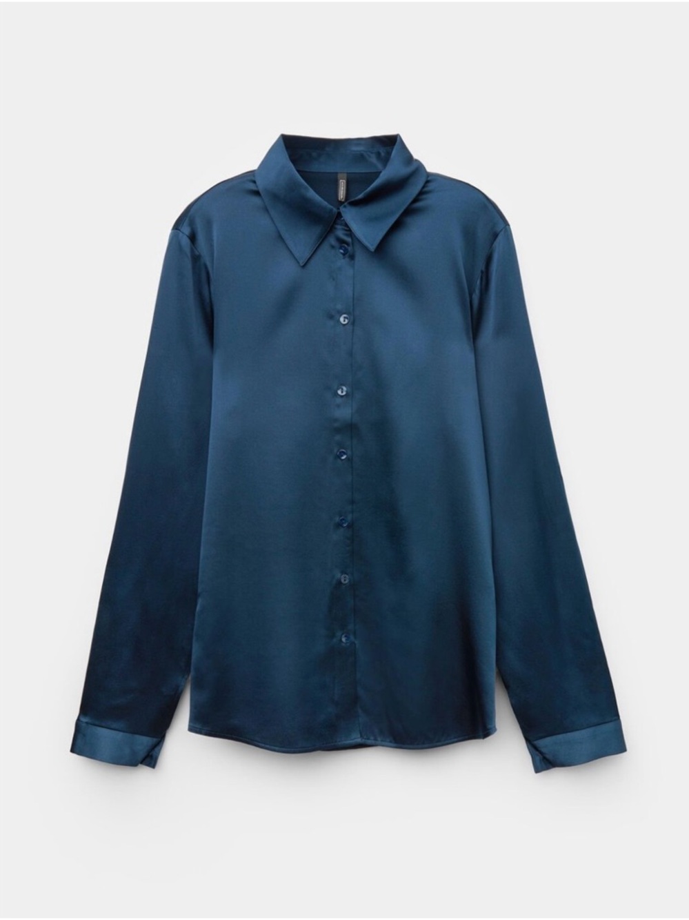 Intimissimi Navy Blue Classic Silk Shirt Blouse Sz. L NWOT